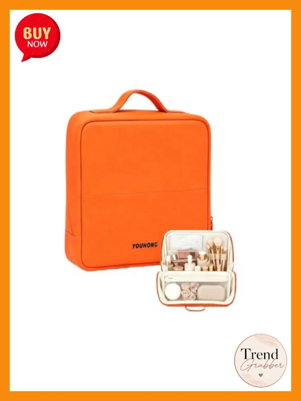 Standing Makeup Bag Faux Leather Waterproof Travel Organizer